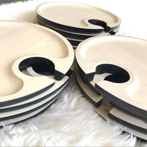 2-Tone Round Wooden Party Plates - Set of 12